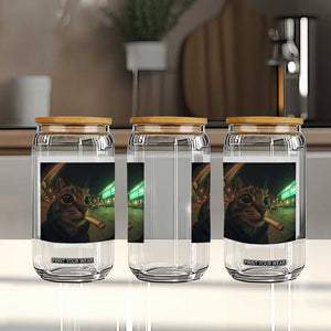 Funny Smoking Cat Glass Can Retro 90s Grunge Cat Selfie Streetwear Meme TS10 Print Your Wear