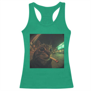 Funny Smoking Cat Racerback Tank Top Retro 90s Grunge Cat Selfie Streetwear Meme TS10 Irish Green Print Your Wear