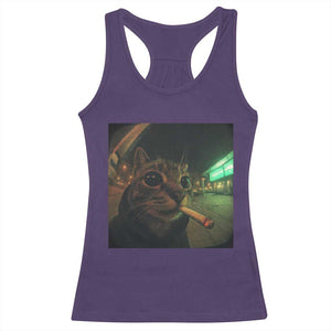 Funny Smoking Cat Racerback Tank Top Retro 90s Grunge Cat Selfie Streetwear Meme TS10 Purple Print Your Wear