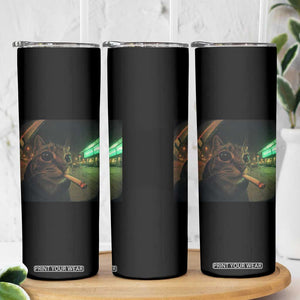 Funny Smoking Cat Skinny Tumbler Retro 90s Grunge Cat Selfie Streetwear Meme TS10 Print Your Wear