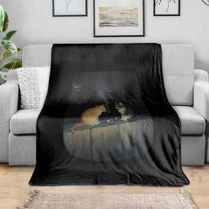 Funny Smoking Cat Throw Blanket Retro 90s Grunge Kitty Streetwear Meme TS10 Print Your Wear