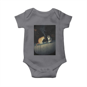 Funny Smoking Cat Baby Onesie Retro 90s Grunge Kitty Streetwear Meme TS10 Charcoal Print Your Wear