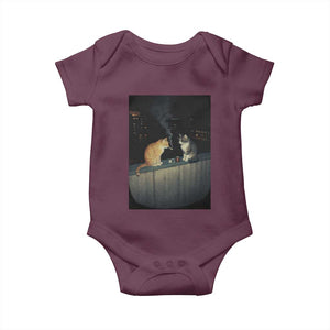 Funny Smoking Cat Baby Onesie Retro 90s Grunge Kitty Streetwear Meme TS10 Maroon Print Your Wear