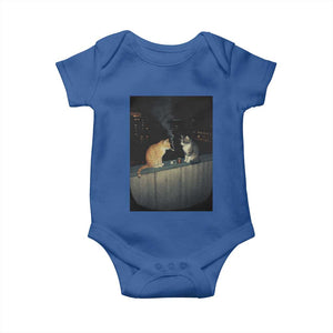 Funny Smoking Cat Baby Onesie Retro 90s Grunge Kitty Streetwear Meme TS10 Royal Blue Print Your Wear