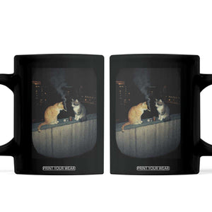 Funny Smoking Cat Coffee Mug Retro 90s Grunge Kitty Streetwear Meme TS10 Black Print Your Wear
