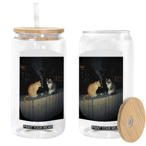 Funny Smoking Cat Glass Can Retro 90s Grunge Kitty Streetwear Meme TS10 Print Your Wear