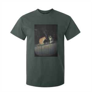 Funny Smoking Cat T Shirt For Kid Retro 90s Grunge Kitty Streetwear Meme TS10 Dark Forest Green Print Your Wear