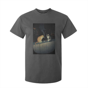 Funny Smoking Cat T Shirt For Kid Retro 90s Grunge Kitty Streetwear Meme TS10 Dark Heather Print Your Wear