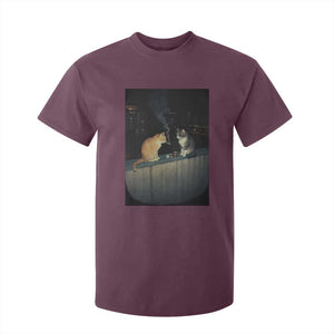 Funny Smoking Cat T Shirt For Kid Retro 90s Grunge Kitty Streetwear Meme TS10 Maroon Print Your Wear
