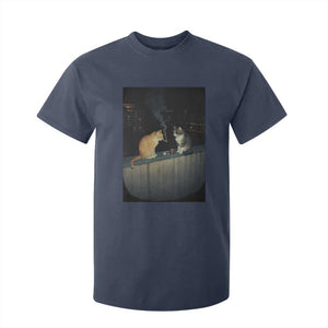 Funny Smoking Cat T Shirt For Kid Retro 90s Grunge Kitty Streetwear Meme TS10 Navy Print Your Wear