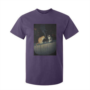 Funny Smoking Cat T Shirt For Kid Retro 90s Grunge Kitty Streetwear Meme TS10 Purple Print Your Wear