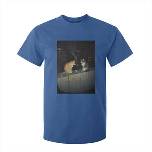 Funny Smoking Cat T Shirt For Kid Retro 90s Grunge Kitty Streetwear Meme TS10 Royal Blue Print Your Wear