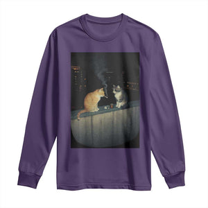 Funny Smoking Cat Long Sleeve Shirt Retro 90s Grunge Kitty Streetwear Meme TS10 Purple Print Your Wear