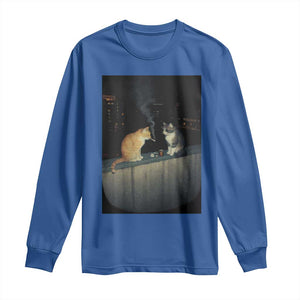 Funny Smoking Cat Long Sleeve Shirt Retro 90s Grunge Kitty Streetwear Meme TS10 Royal Blue Print Your Wear