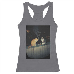 Funny Smoking Cat Racerback Tank Top Retro 90s Grunge Kitty Streetwear Meme TS10 Charcoal Print Your Wear