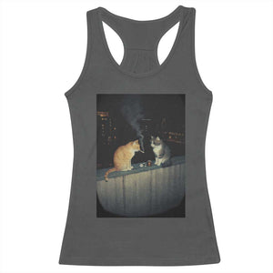 Funny Smoking Cat Racerback Tank Top Retro 90s Grunge Kitty Streetwear Meme TS10 Dark Heather Print Your Wear