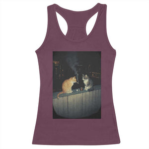 Funny Smoking Cat Racerback Tank Top Retro 90s Grunge Kitty Streetwear Meme TS10 Maroon Print Your Wear