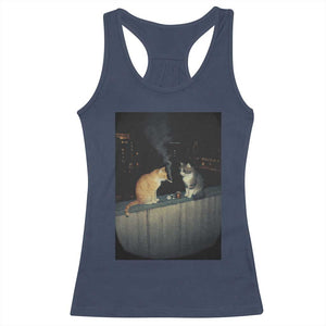 Funny Smoking Cat Racerback Tank Top Retro 90s Grunge Kitty Streetwear Meme TS10 Navy Print Your Wear