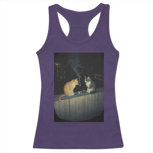 Funny Smoking Cat Racerback Tank Top Retro 90s Grunge Kitty Streetwear Meme TS10 Purple Print Your Wear