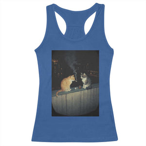 Funny Smoking Cat Racerback Tank Top Retro 90s Grunge Kitty Streetwear Meme TS10 Royal Blue Print Your Wear