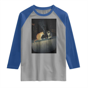 Funny Smoking Cat Raglan Shirt Retro 90s Grunge Kitty Streetwear Meme TS10 Sport Gray Royal Print Your Wear