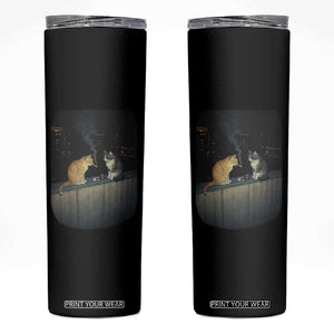 Funny Smoking Cat Skinny Tumbler Retro 90s Grunge Kitty Streetwear Meme TS10 Black Print Your Wear