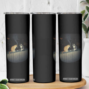 Funny Smoking Cat Skinny Tumbler Retro 90s Grunge Kitty Streetwear Meme TS10 Print Your Wear