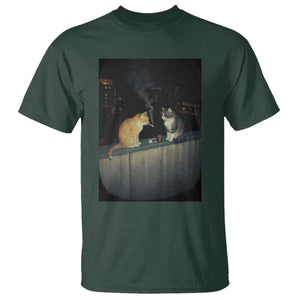 Funny Smoking Cat T Shirt Retro 90s Grunge Kitty Streetwear Meme TS10 Dark Forest Green Print Your Wear