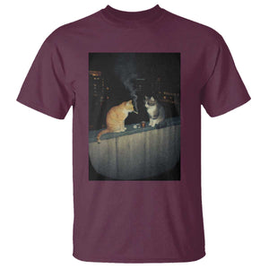 Funny Smoking Cat T Shirt Retro 90s Grunge Kitty Streetwear Meme TS10 Maroon Print Your Wear