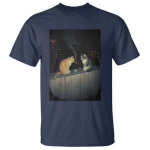 Funny Smoking Cat T Shirt Retro 90s Grunge Kitty Streetwear Meme TS10 Navy Print Your Wear