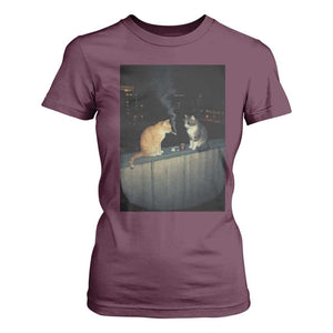 Funny Smoking Cat T Shirt For Women Retro 90s Grunge Kitty Streetwear Meme TS10 Maroon Print Your Wear