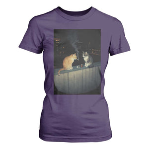 Funny Smoking Cat T Shirt For Women Retro 90s Grunge Kitty Streetwear Meme TS10 Purple Print Your Wear