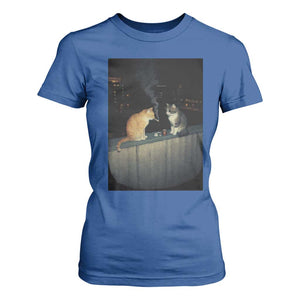 Funny Smoking Cat T Shirt For Women Retro 90s Grunge Kitty Streetwear Meme TS10 Royal Blue Print Your Wear