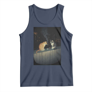 Funny Smoking Cat Tank Top Retro 90s Grunge Kitty Streetwear Meme TS10 Navy Print Your Wear