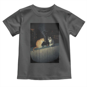 Funny Smoking Cat Toddler T Shirt Retro 90s Grunge Kitty Streetwear Meme TS10 Dark Heather Print Your Wear