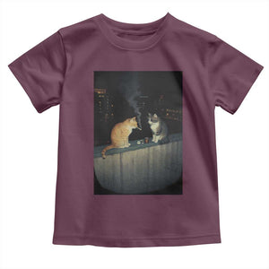 Funny Smoking Cat Toddler T Shirt Retro 90s Grunge Kitty Streetwear Meme TS10 Maroon Print Your Wear