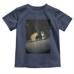 Funny Smoking Cat Toddler T Shirt Retro 90s Grunge Kitty Streetwear Meme TS10 Navy Print Your Wear