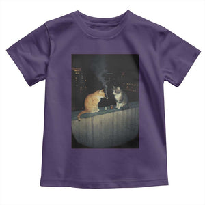 Funny Smoking Cat Toddler T Shirt Retro 90s Grunge Kitty Streetwear Meme TS10 Purple Print Your Wear