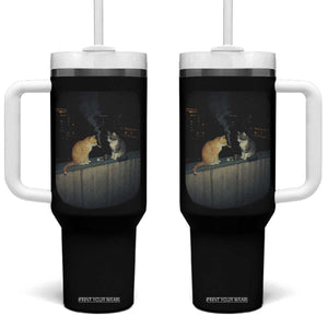 Funny Smoking Cat Tumbler With Handle Retro 90s Grunge Kitty Streetwear Meme TS10 One Size: 40 oz Black Print Your Wear