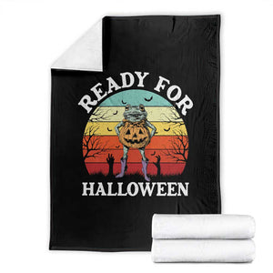 Funny Halloween Frog Throw Blanket Retro Spooky Season Funny Frogs Costume TS10 Black Print Your Wear