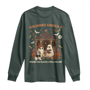 Gilmore Ghouls Halloween Long Sleeve Shirt Retro Book Lover Cute Ghost Fall Pumpkin TS10 Dark Forest Green Print Your Wear