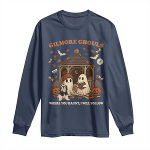 Gilmore Ghouls Halloween Long Sleeve Shirt Retro Book Lover Cute Ghost Fall Pumpkin TS10 Navy Print Your Wear