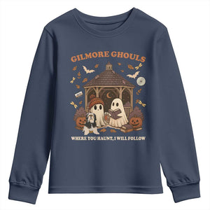 Gilmore Ghouls Halloween Youth Sweatshirt Retro Book Lover Cute Ghost Fall Pumpkin TS10 Navy Print Your Wear