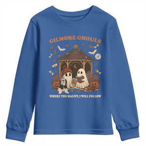 Gilmore Ghouls Halloween Youth Sweatshirt Retro Book Lover Cute Ghost Fall Pumpkin TS10 Royal Blue Print Your Wear