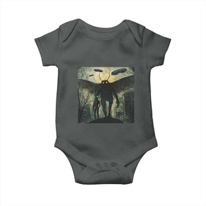 Mothman Aliens Baby Onesie Funny Cryptid Alien UFO TS10 Dark Heather Print Your Wear
