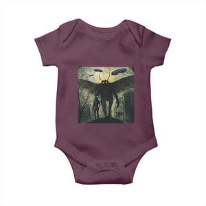 Mothman Aliens Baby Onesie Funny Cryptid Alien UFO TS10 Maroon Print Your Wear