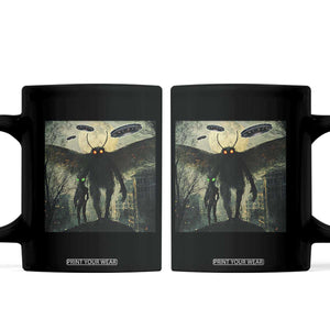 Mothman Aliens Coffee Mug Funny Cryptid Alien UFO TS10 Black Print Your Wear