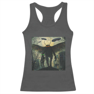Mothman Aliens Racerback Tank Top Funny Cryptid Alien UFO TS10 Dark Heather Print Your Wear