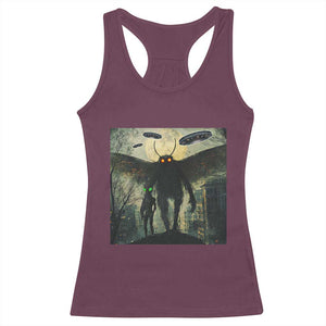 Mothman Aliens Racerback Tank Top Funny Cryptid Alien UFO TS10 Maroon Print Your Wear