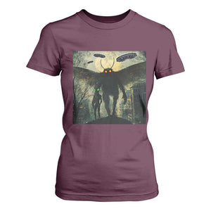 Mothman Aliens T Shirt For Women Funny Cryptid Alien UFO TS10 Maroon Print Your Wear
